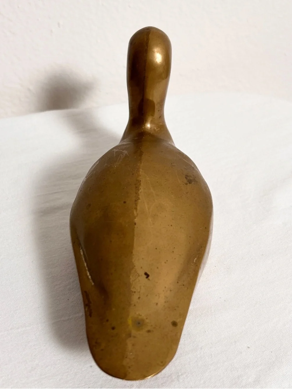 VTG Brass Coated Duck Sculpture Distressed Paper Weight Gold Decor Figurine